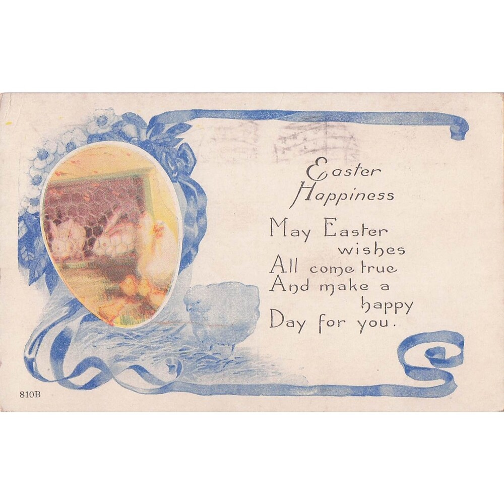 Vintage Easter Postcard 1922 Easter Happiness Chicks Egg Cooperstown New York